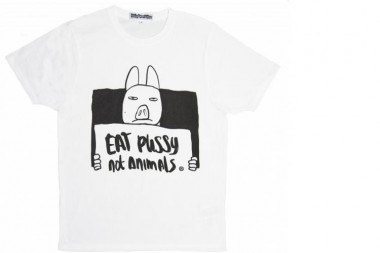 Stephastique T-shirt Eat pussy not animals - White